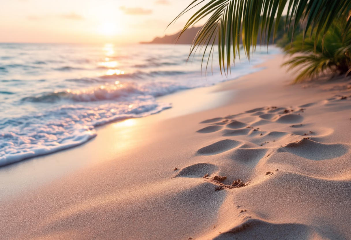 image of a tranquil beach during golden hour