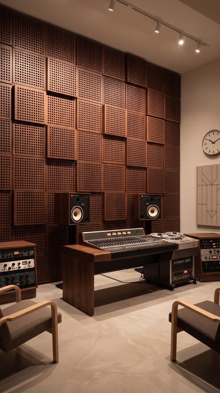 Panel acústico ACUSTEX línea Studio en roble natural — tratamiento multicapa 20 cm