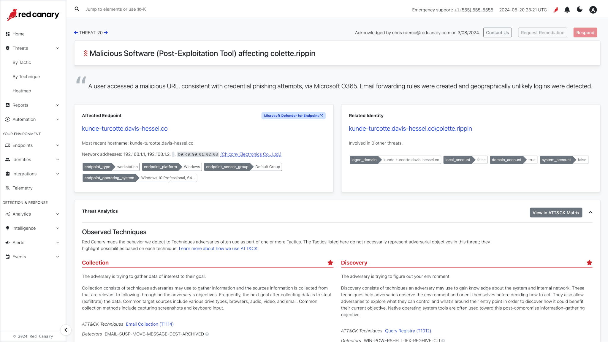 Red Canary threats dashboard