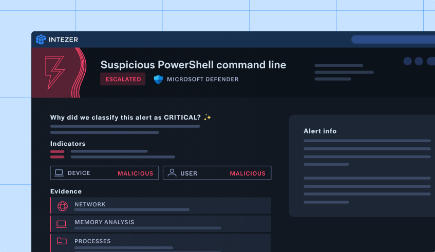 Intezer Forensic AI SOC alert triage dashboard