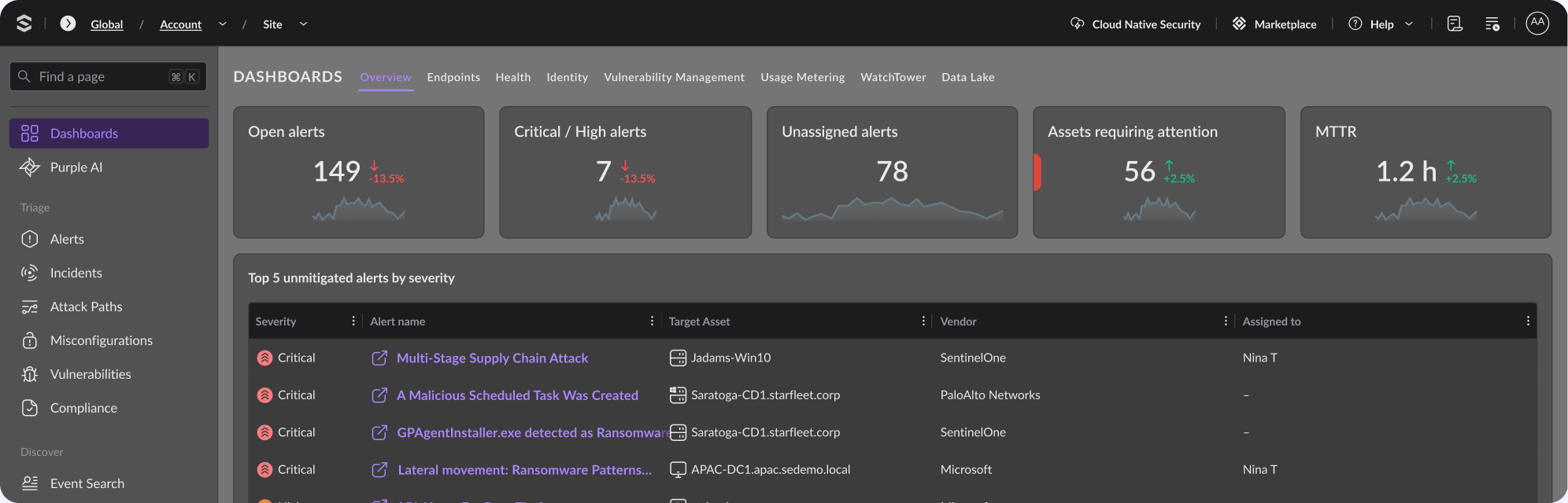 SentinelOne Singularity Endpoint interface screenshot