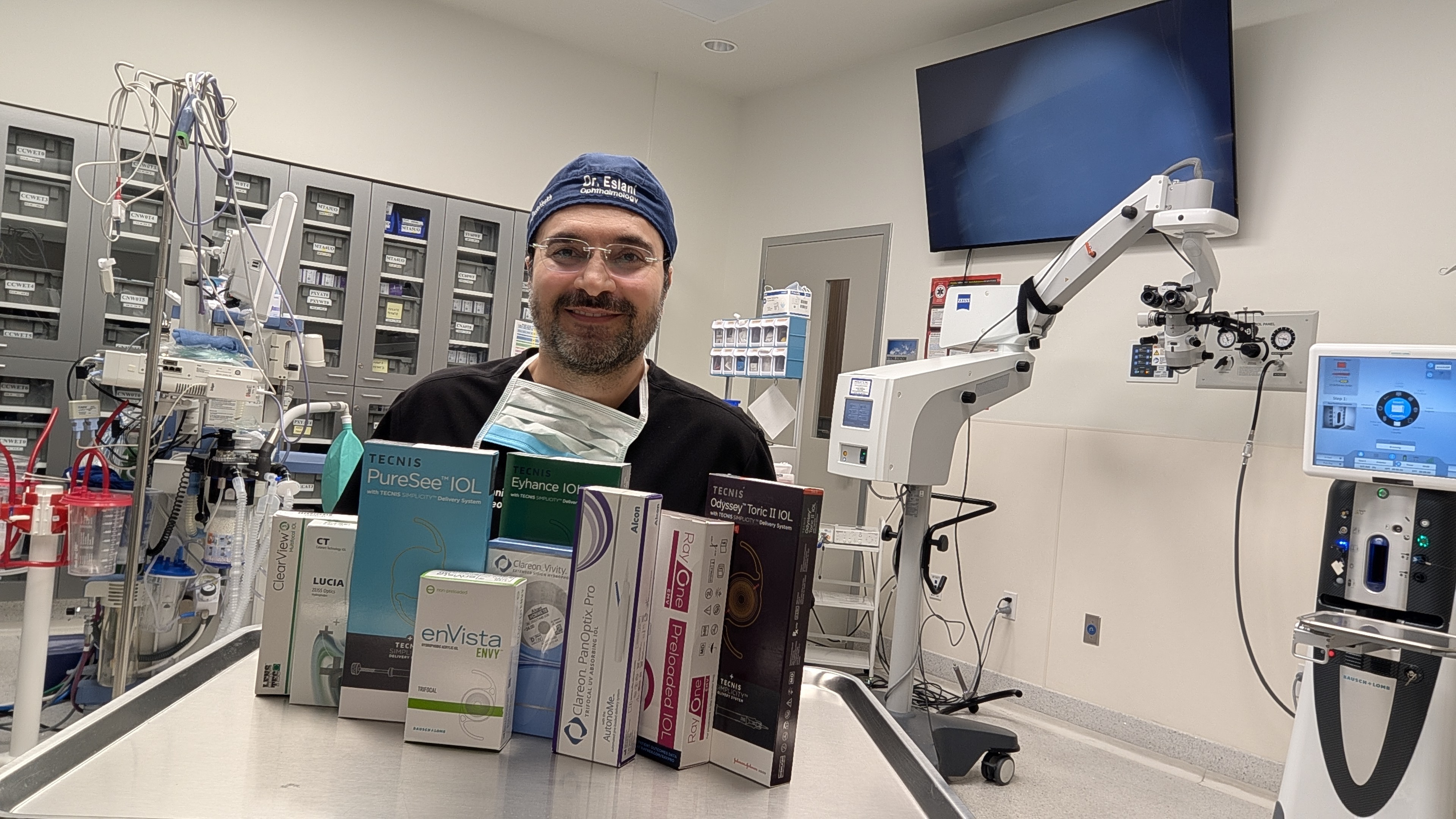Medi Eslani, MD, FAAO with the range of advanced technology intraocular lenses offered at his San Diego practice