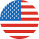 Round icon of the United States flag with stars and stripes.
