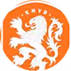 Orange circular emblem featuring a white lion rampant and the letters K N V B around the top edge.