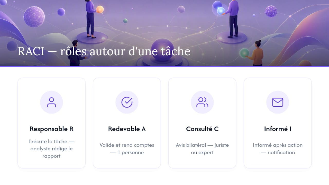 Les quatre rôles dans la matrice RACI