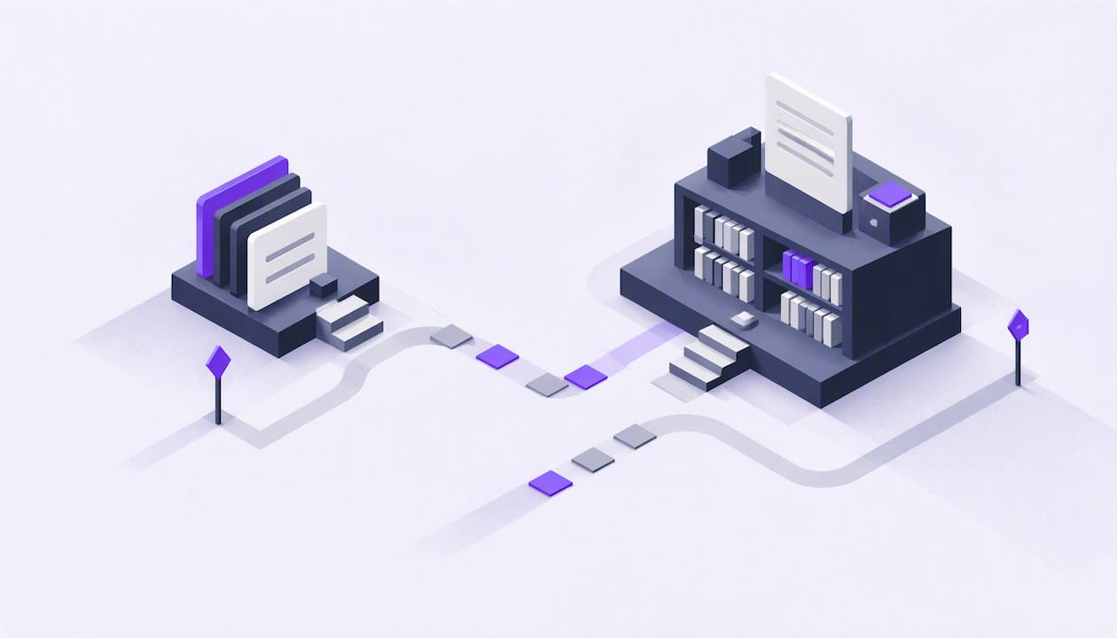 Deux plateformes géométriques symbolisant des outils de connaissance