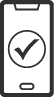 Smartphone icon with a checkmark inside, symbolizing online reservation confirmation.