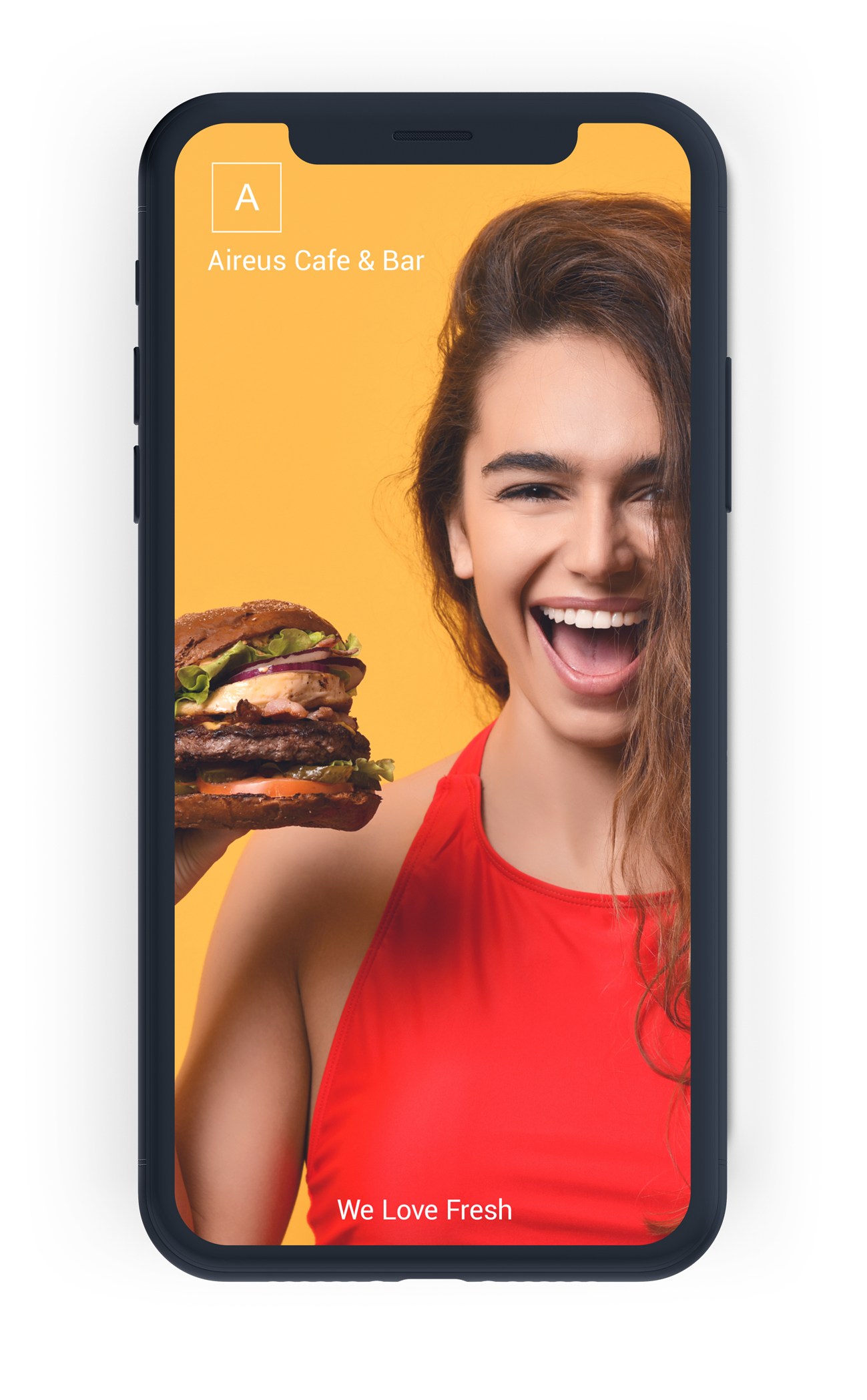 Branded splash screen — Aireus mobile self-ordering opens on the guest's phone