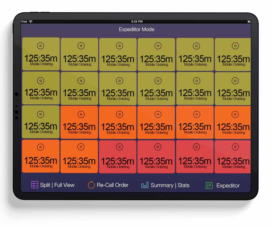 Aireus Smart KDS in active kitchen mode — wired or wireless