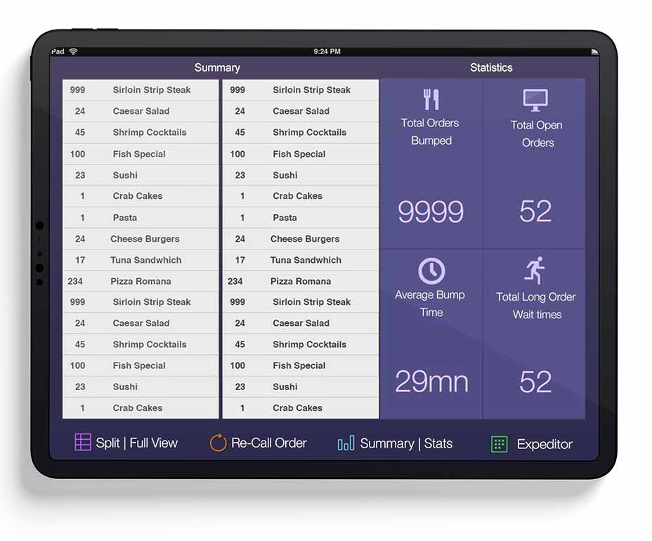 Smart KDS Summary Mode — every outstanding order at a glance