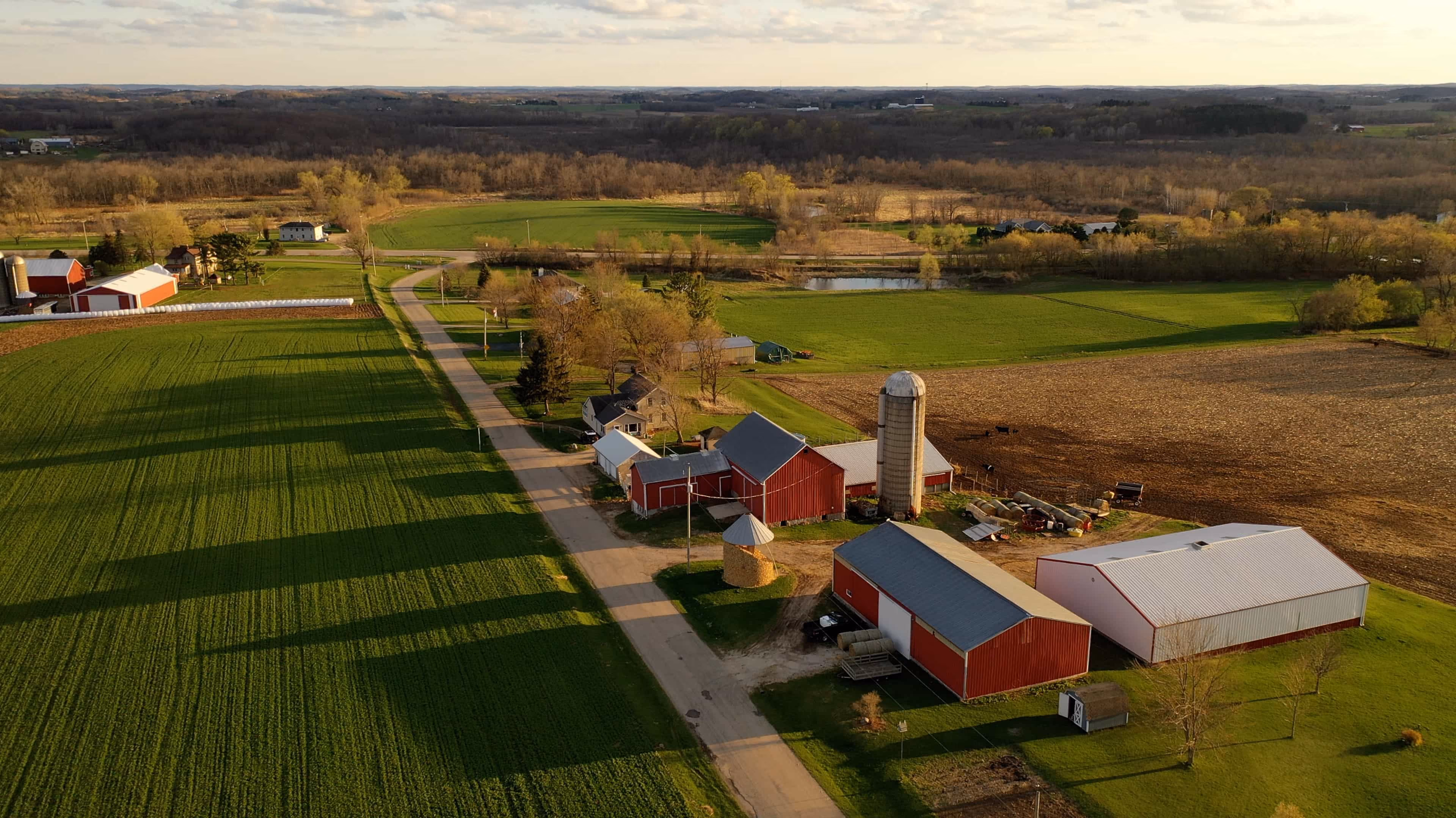Family land at golden hour