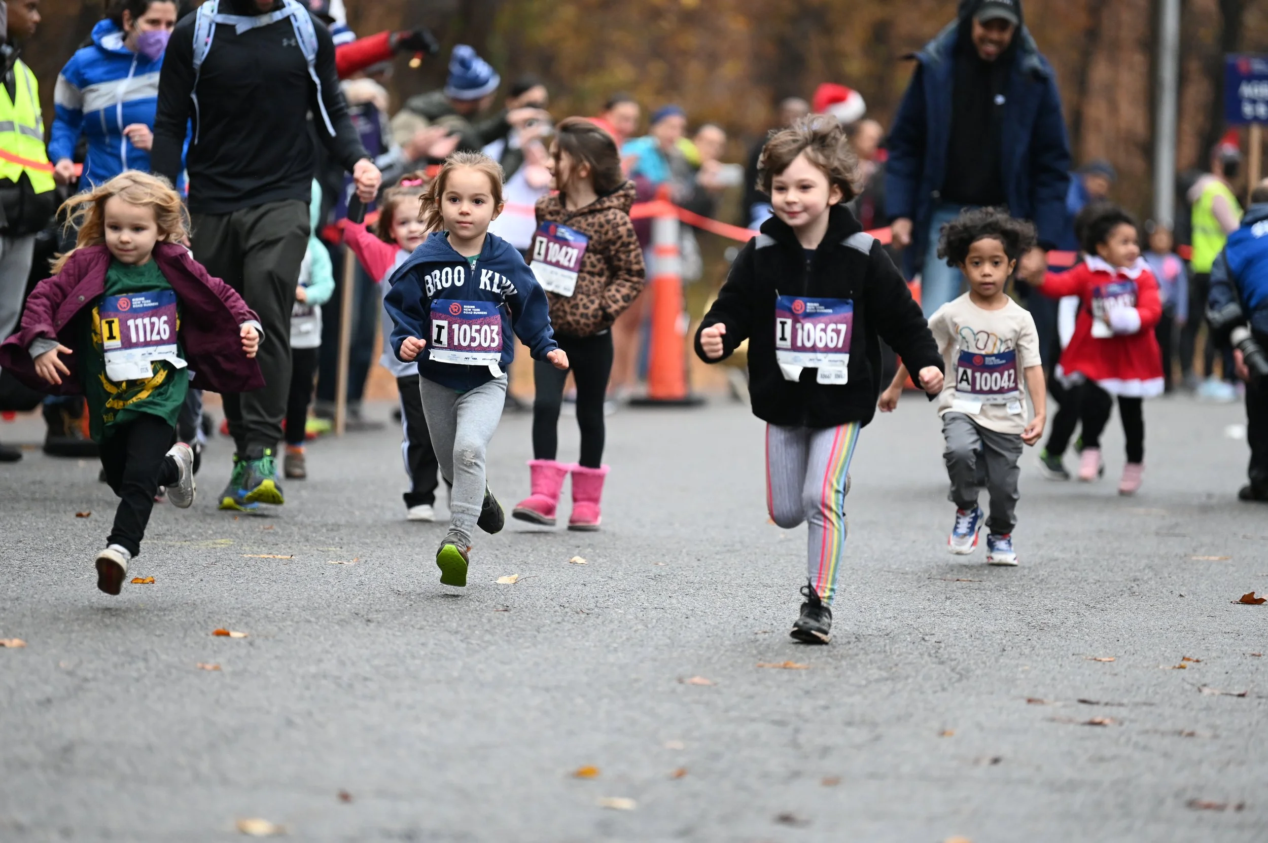 Kids running during a New York Road Runners event