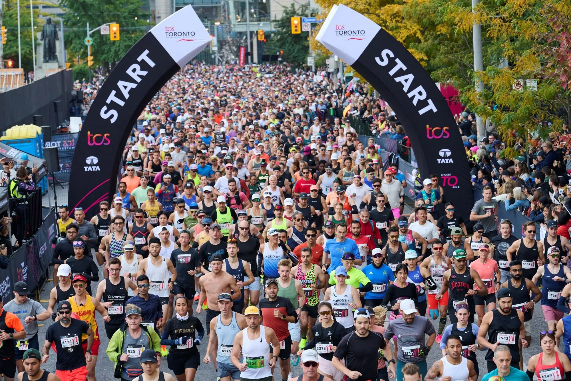 Runners at the start line of the 2024 TCS Toronto Waterfront Marathon