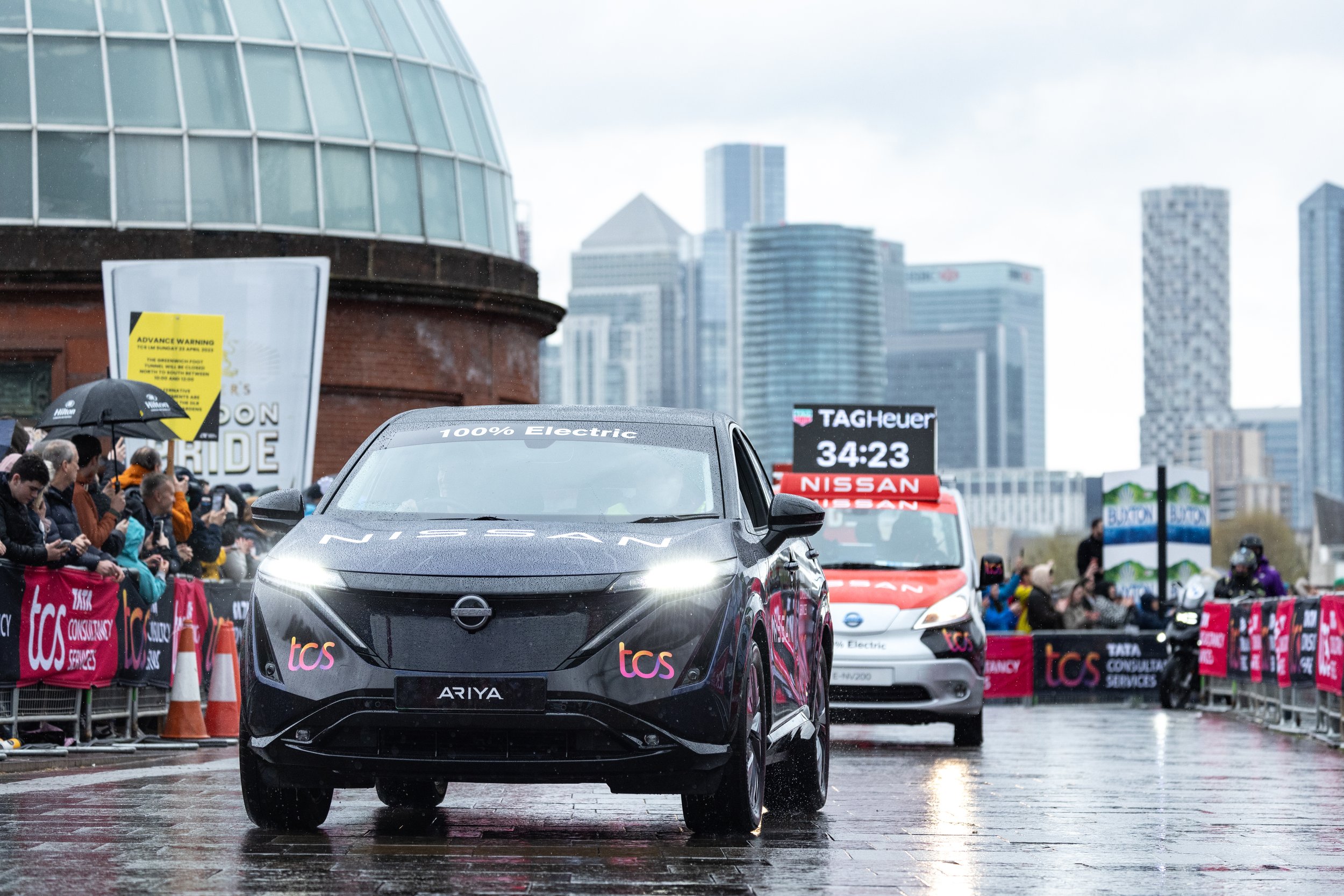 All electric pace cars at the 2023 TCS London Marathon
