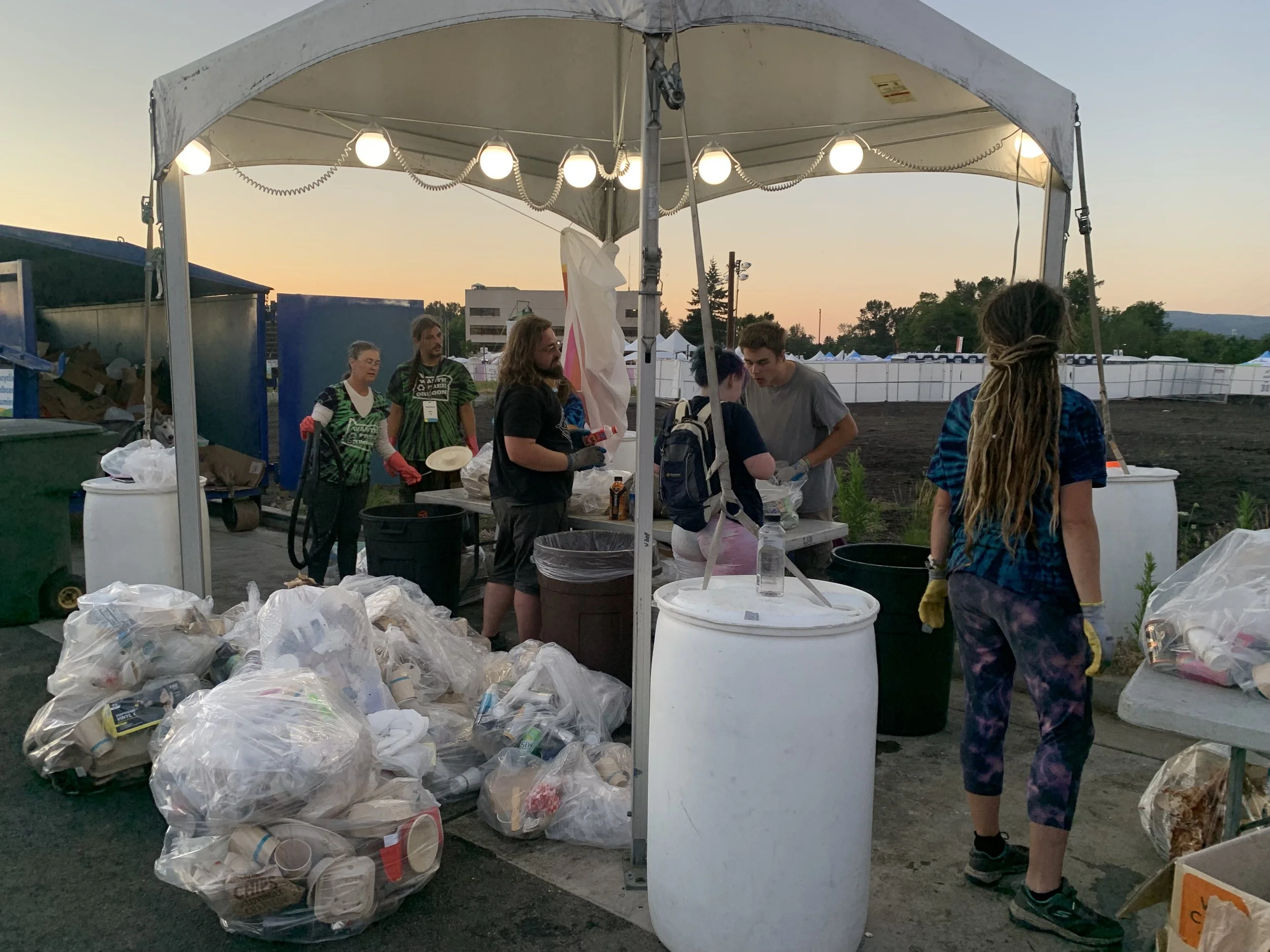 Trash and compost sorting station at The Eugene RiverFront Festival