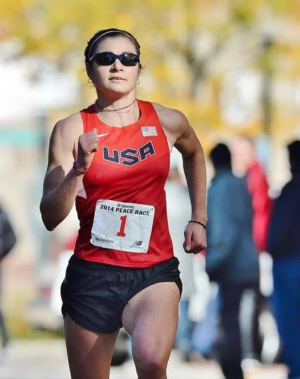 Bridget Franek, a U.S. Olympian, running during an event
