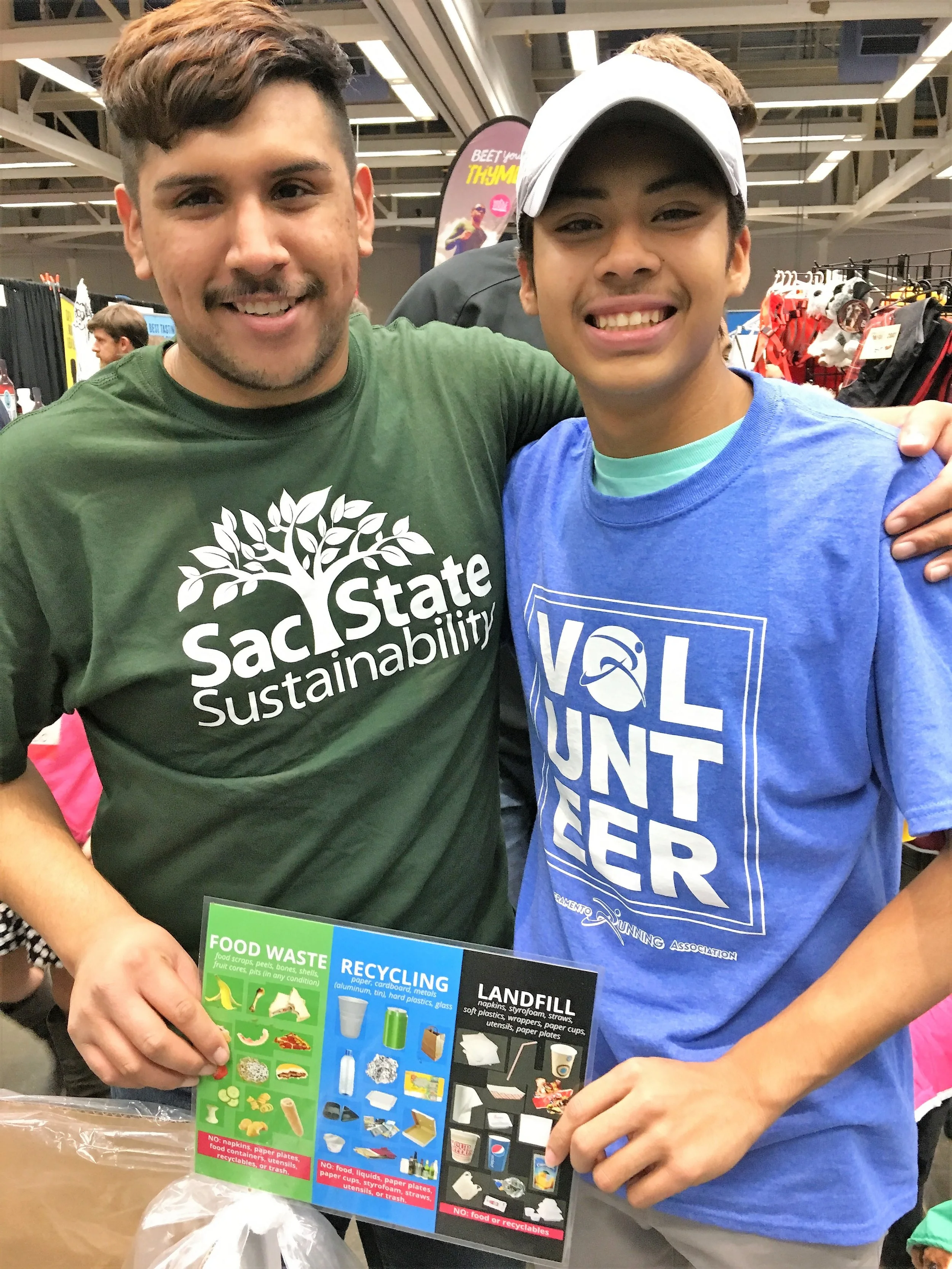 Sacramento State students helped form the 2017 CIM Green Team to engage and educate Expo visitors about properly sorting waste to divert materials from the landfill.