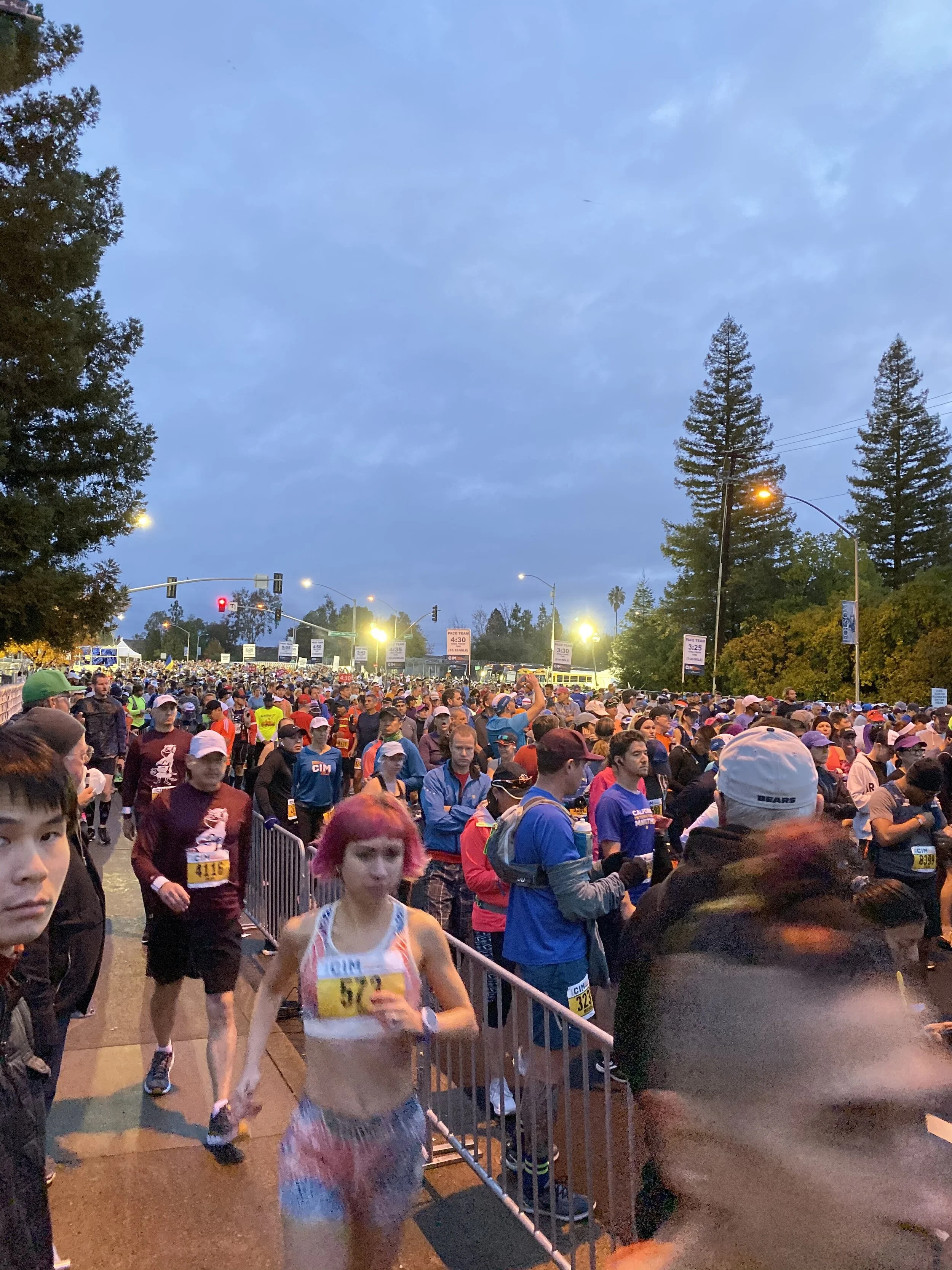 Runners at the start line of the California International Marathon