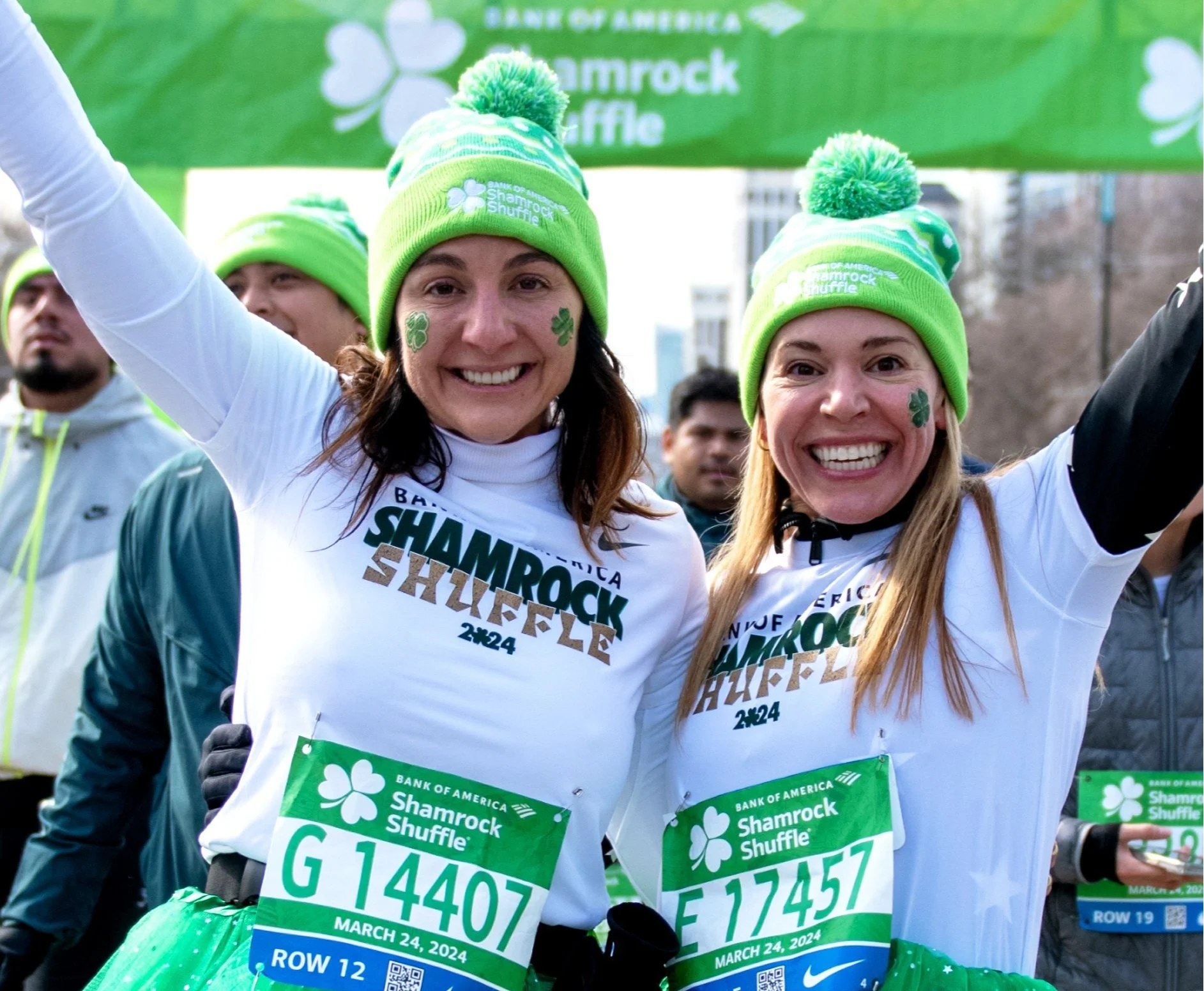 2 women posing for a photo during The Bank of America Shamrock Shuffle