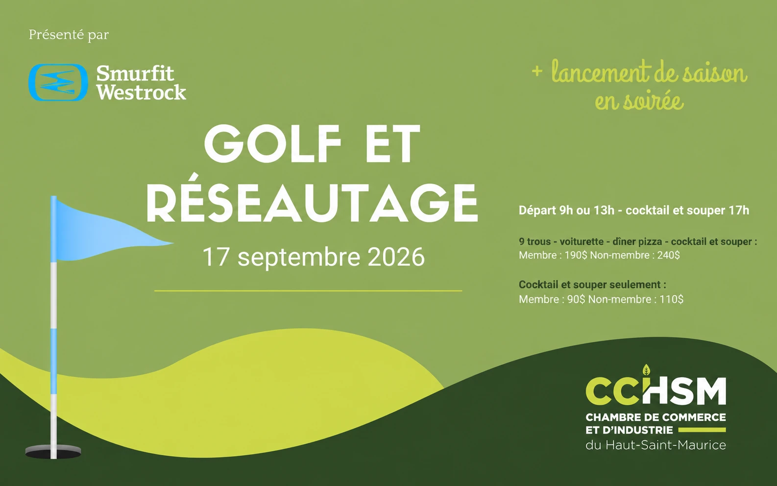 Golf et réseautage 2026 de la CCIHSM, présenté par Smurfit Westrock — 17 septembre 2026