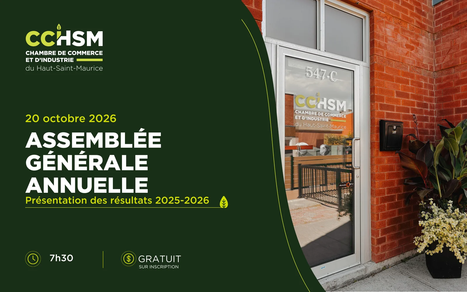 Assemblée générale annuelle 2026 de la CCIHSM — 20 octobre 2026, Biztro le Mauricien