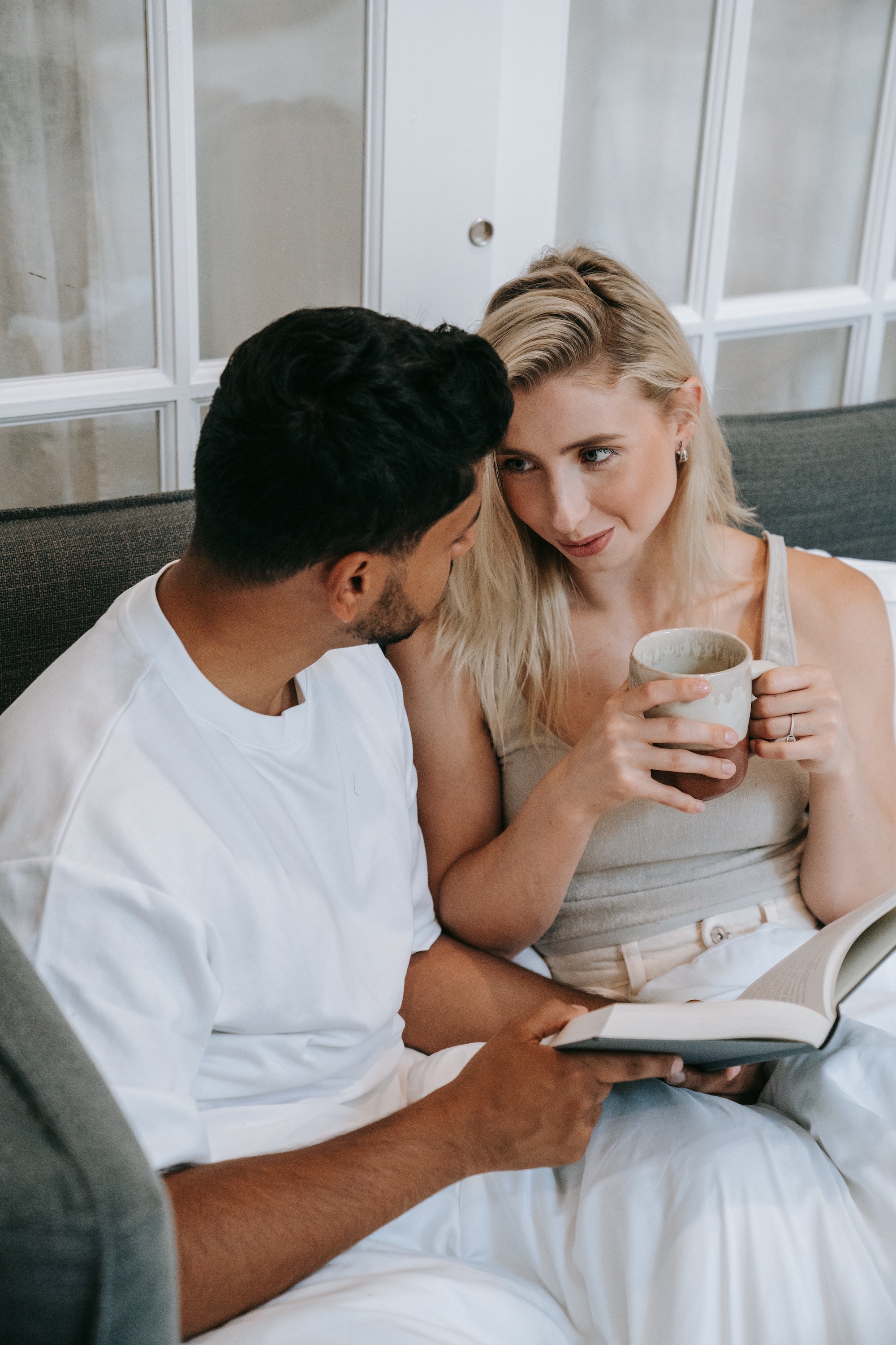 Couple drinking coffee stock photo