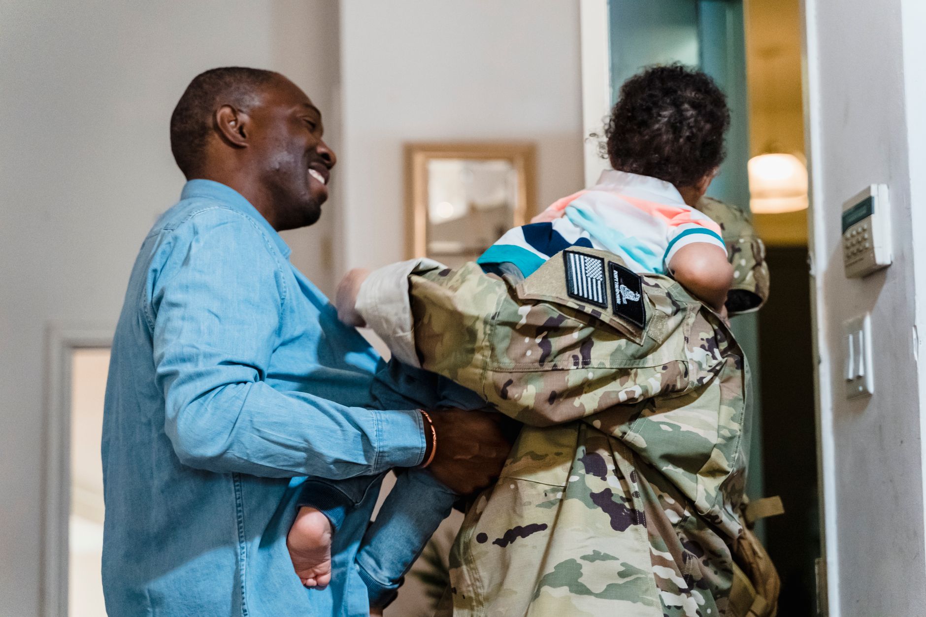 A joyful family moment shared at home.