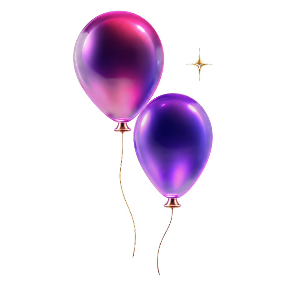 Frosted glass 3D party balloons illustration