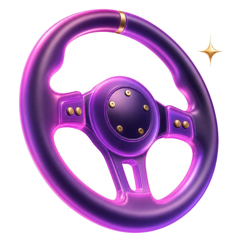 Frosted glass 3D racing wheel illustration