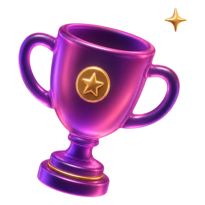 Frosted glass 3D trophy illustration
