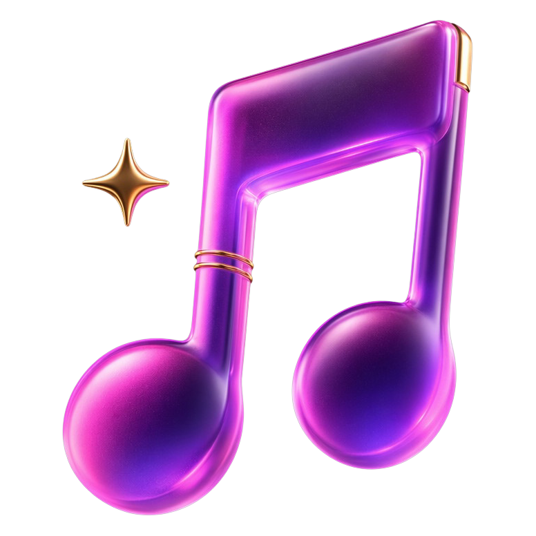Frosted glass 3D music note illustration