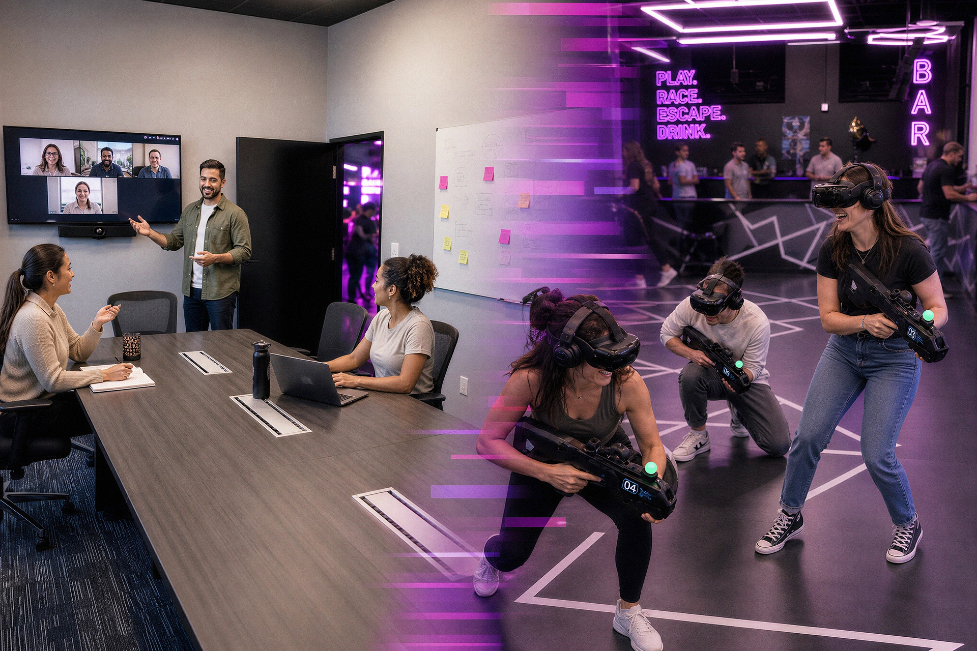 Corporate meeting space at Grid City VR