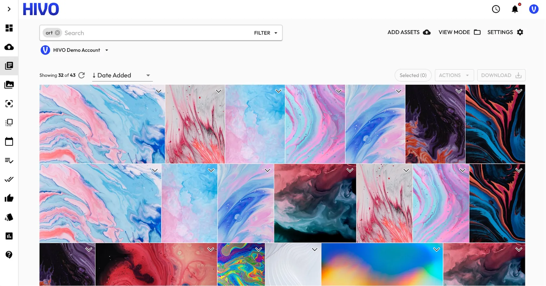A picture HIVO Webpage with different pictures of art background.