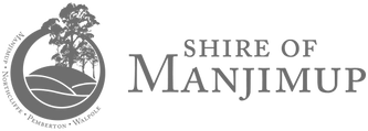 A black and white logo of Shire of Manjimup.