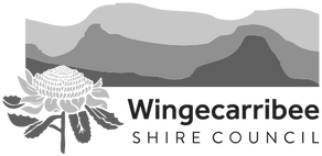 A black and white logo of Wingecarribee Shire Council.