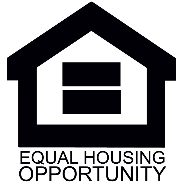 Equal housing opportunity icon with a house shape and equal sign inside it.