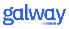 Blue stylized lowercase text spelling 'galway' with an underline under the 'y'.