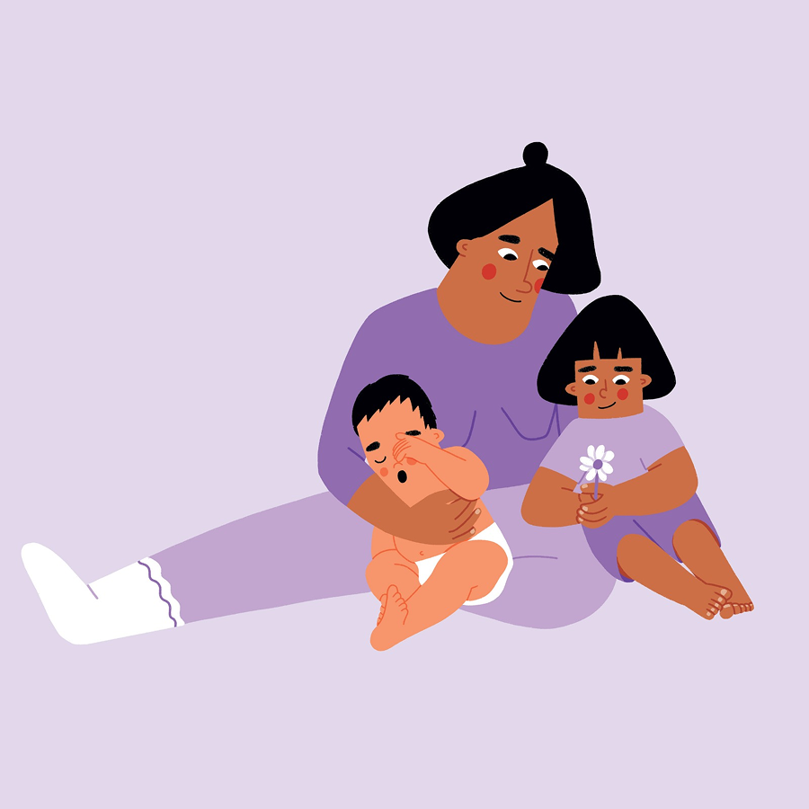 Bild mit einer Frau und zwei Babys