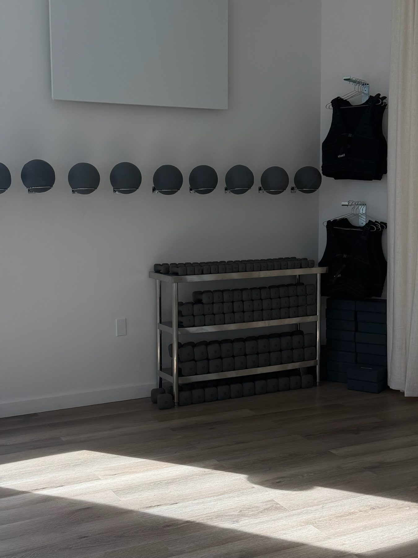 Weights wall and dumbbell rack