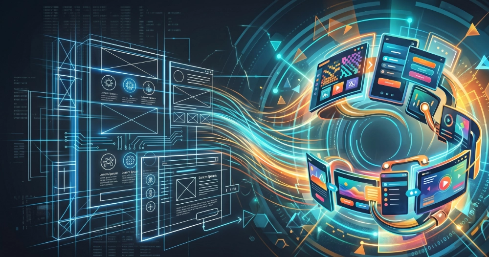 Wireframing and prototyping abstract image