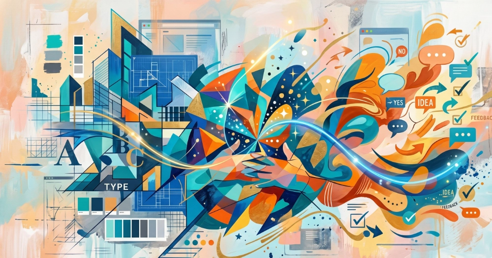 Visual design and client collaboration abstract image