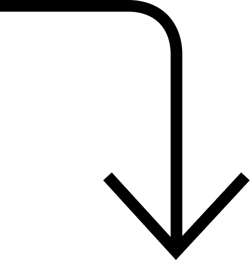 Black thick downward arrow pointing down on a transparent background.