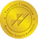 Gold coin with a diagonal line and two horizontal parallel lines in the center.