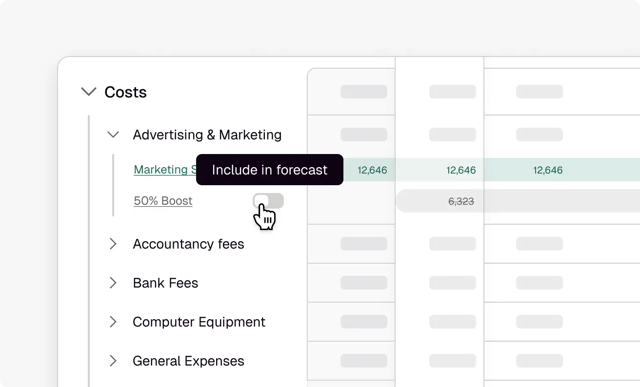 Screenshot of Float's scenario planning feature