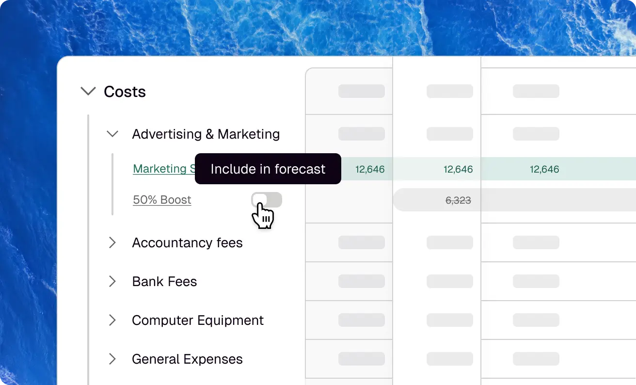 Screenshot of Float's scenario planning feature
