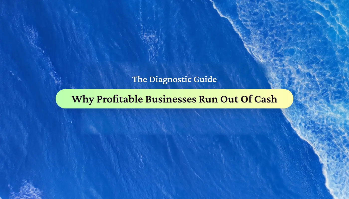 Float blog title card: The Diagnostic Guide — Why Profitable Businesses Run Out Of Cash.