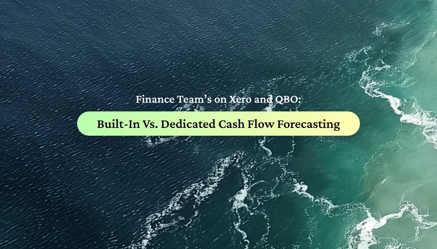 A finance team's guide title card reading 'Built-In Or Dedicated Cash Flow Forecasting?' — Float blog cover image