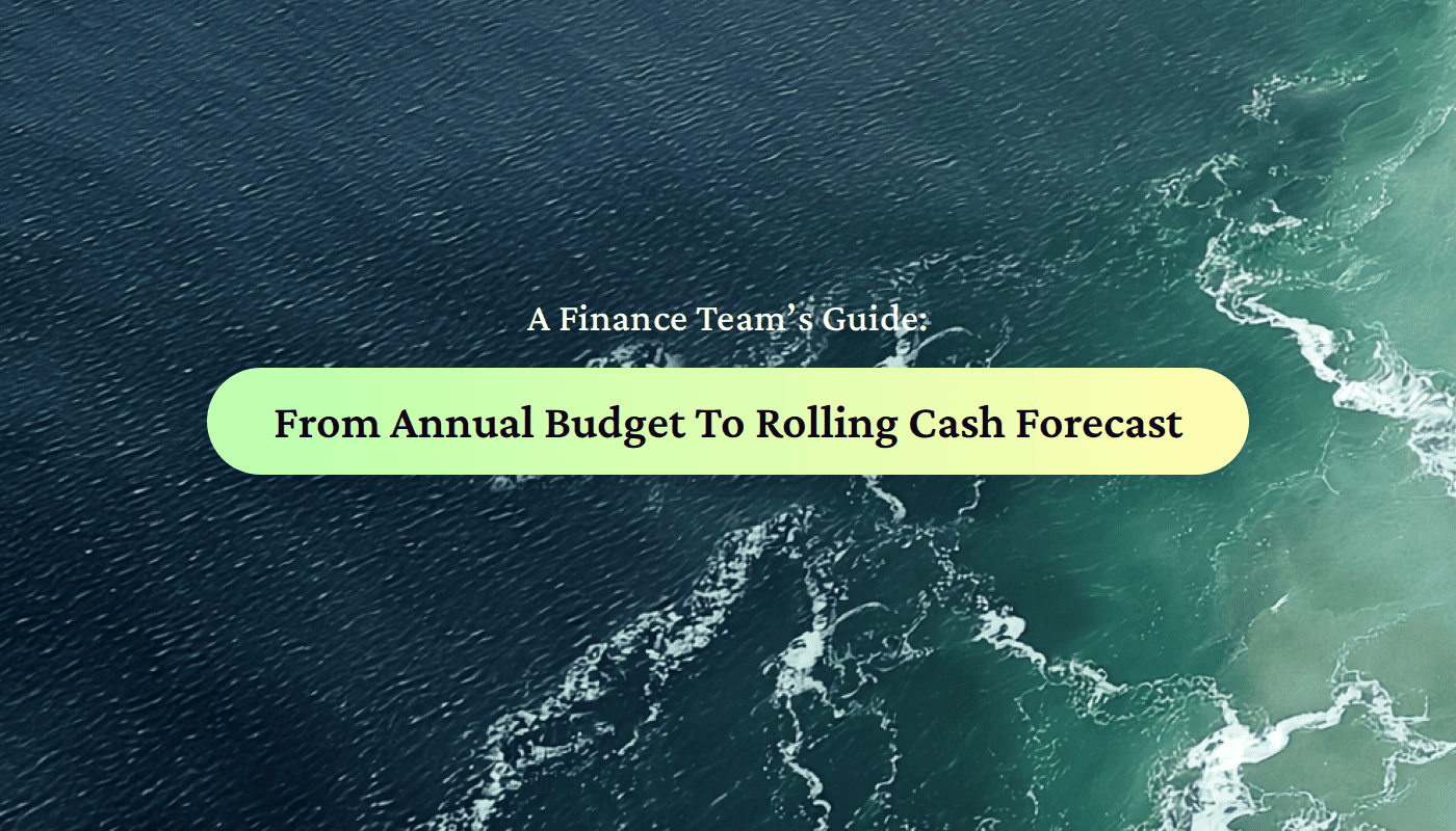 Abstract navy seascape hero for Float's guide to moving from an annual budget to a rolling cash forecast