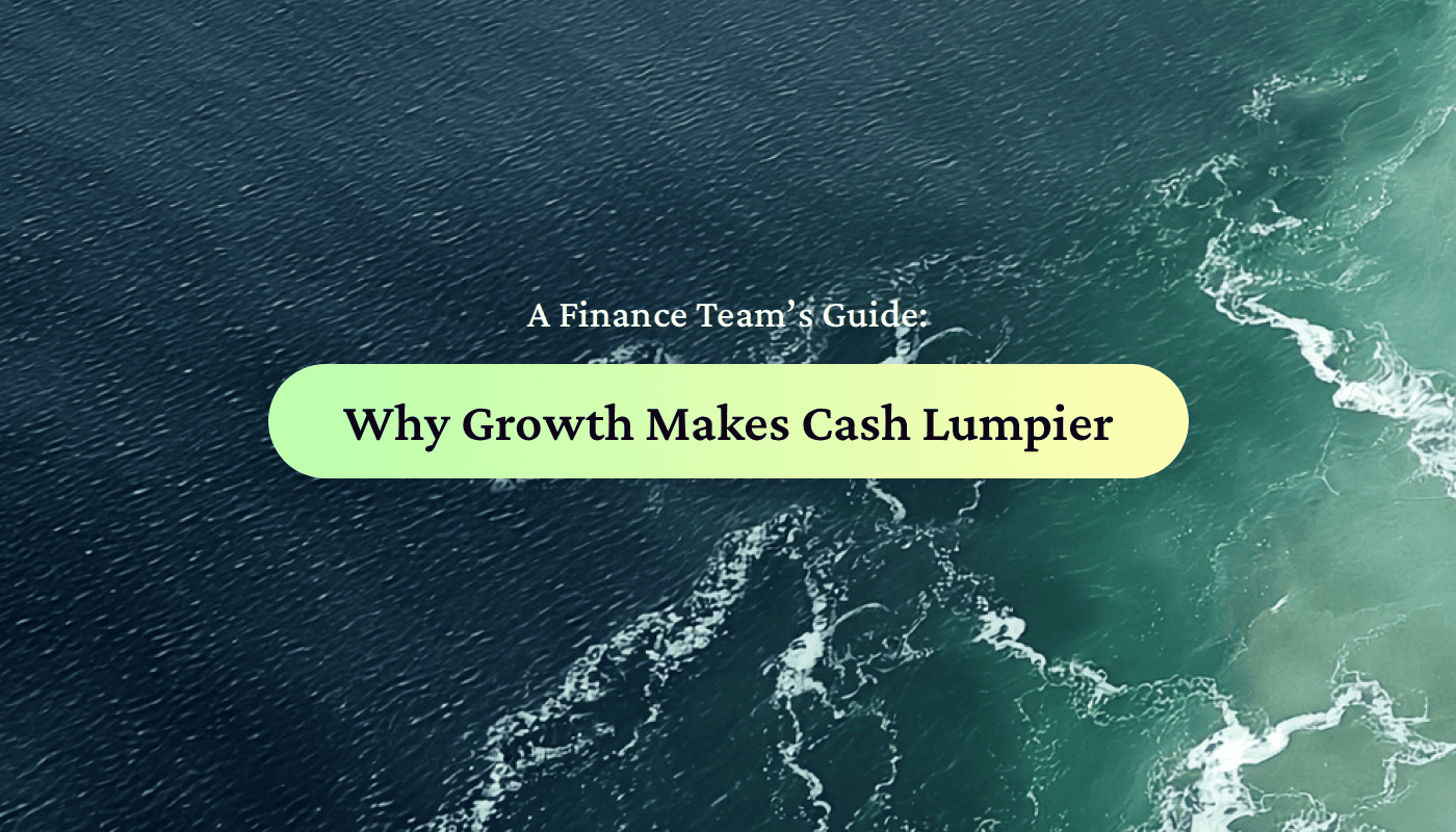 Abstract navy seascape hero for Float's guide to why growth makes cash lumpier and how to forecast the working-capital gap