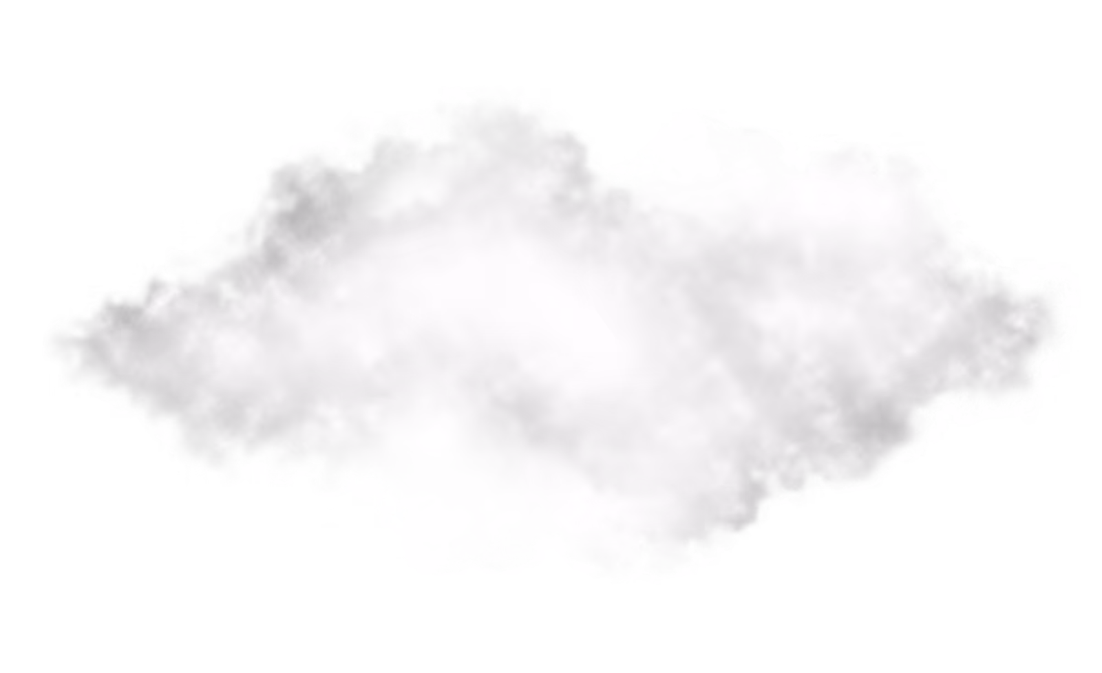 Single white cloud with soft edges against a transparent background.